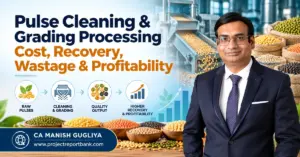 Pulse Cleaning & Grading Processing Cost, Recovery, Wastage and Profitability in India – Pulse processing machinery, grading workflow and financial analysis by CA Manish Gugliya, www.projectreportbank.com.