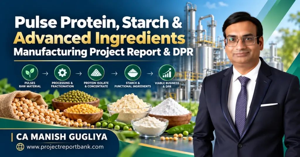Pulse Protein, Starch & Advanced Ingredients Manufacturing Project Report & DPR featuring processing machinery, pulses, protein isolate, starch and CA Manish Gugliya.