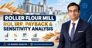 roller flour mill roi irr payback sensitivity analysis Roller Flour Mill ROI, IRR, Payback and Sensitivity Analysis with financial growth charts, wheat processing plant and CA Manish Gugliya.